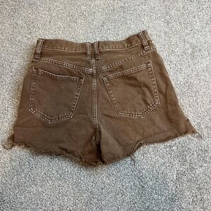 We The Free Shorts Womens 26 Brown High Rise Distressed Raw Hem‎ Denim Cutoff